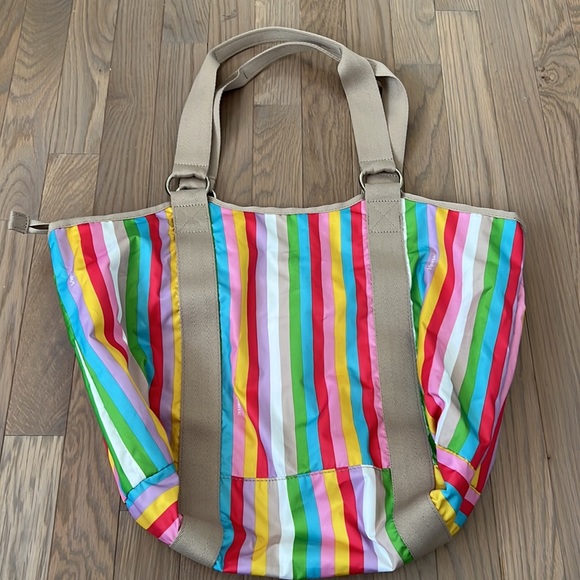 Lesportsac Rainbow Striped Tote Bag - Picture 2 of 5